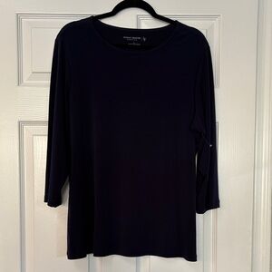 Susan Graver Deep Navy Long Sleeve Top